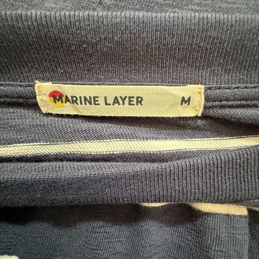 Marine Layer Sadie M Vintage Slub Maxi Dress Navy Stripe Coastal Nautical Beach - Picture 5 of 8